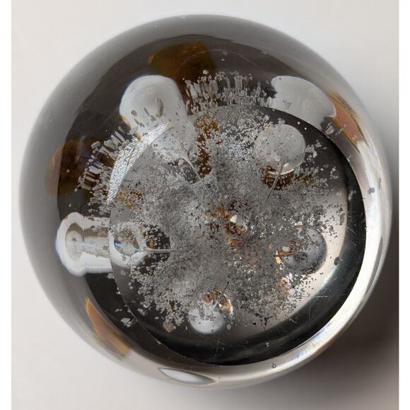 Vtg Murano Style Flower Paperweight 3.25" Controlled Bubble Art Glass Rootbeer - Picture 3 of 9